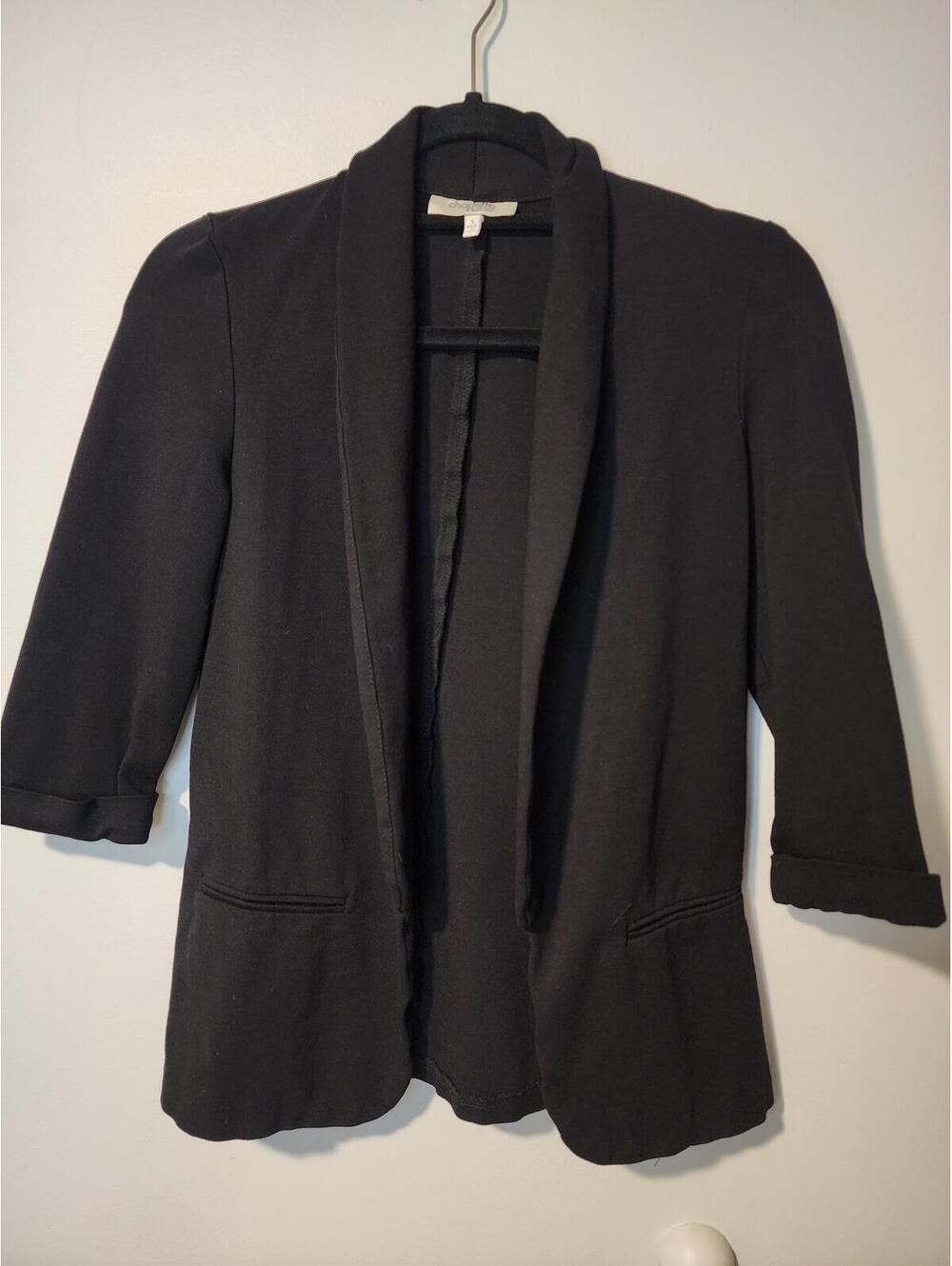 Charlotte Russe Y2K Black Open Front Blazer Jacket Size S